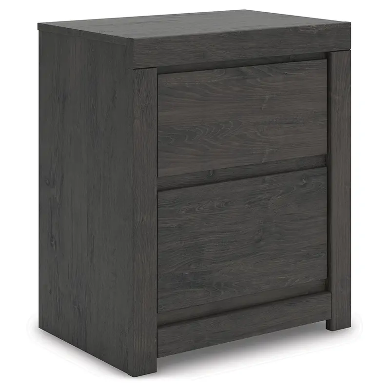Fraluna - Two Drawer Night Stand - Charcoal