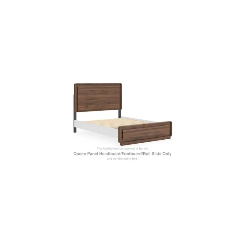 Fortlorn - Queen Panel Headboard/Footboard/Roll Slats - Walnut Brown
