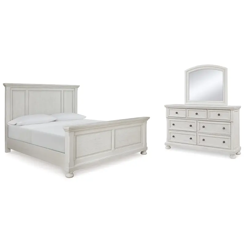 Robbinsdale California King Panel Bed with Mirrored Dresser