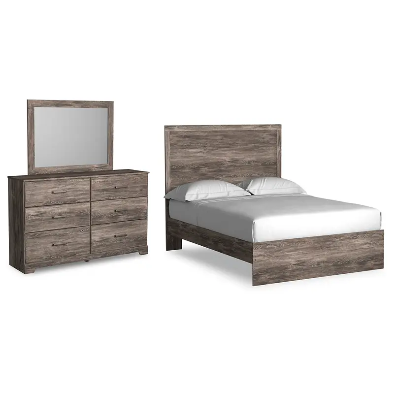 Ralinksi Full Panel Bed with Mirrored Dresser