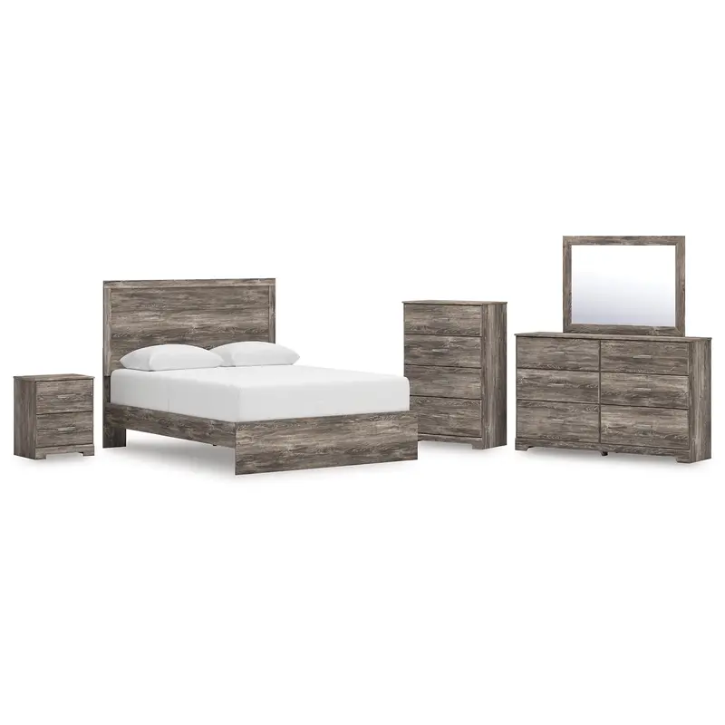 Ralinksi Queen Panel Bed with Mirrored Dresser, Chest and Nightstand