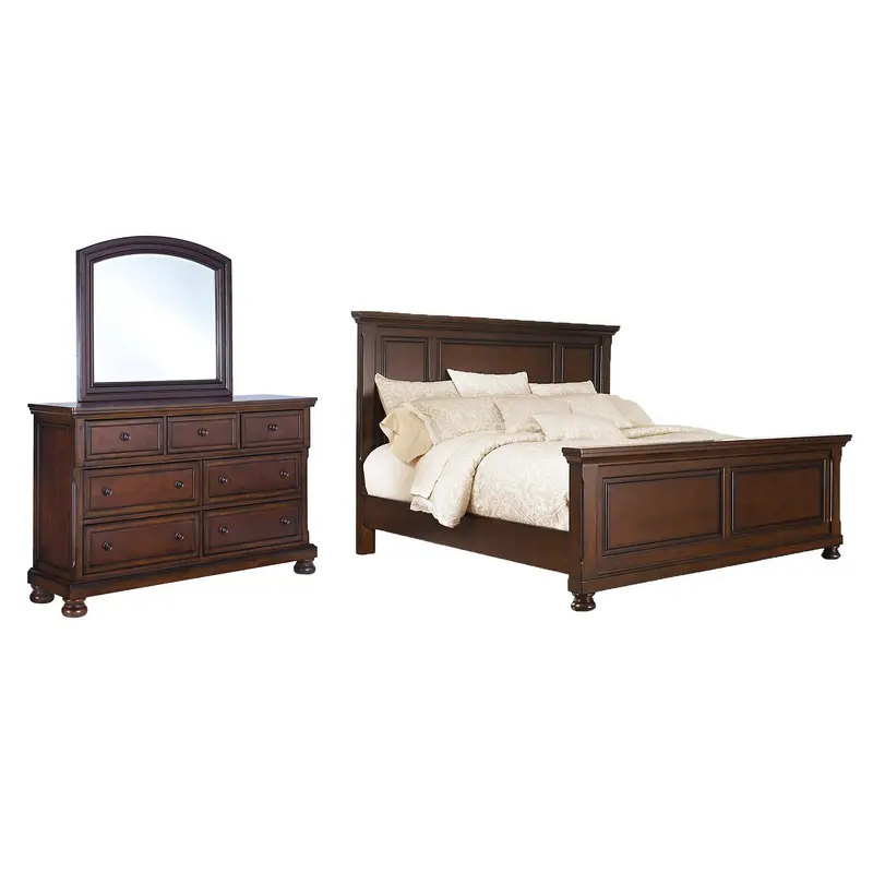Porter California King Panel Bed with Mirrored Dresser