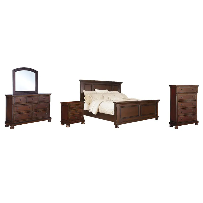 Porter  Panel Bed With Mirrored Dresser, Chest And Nightstand