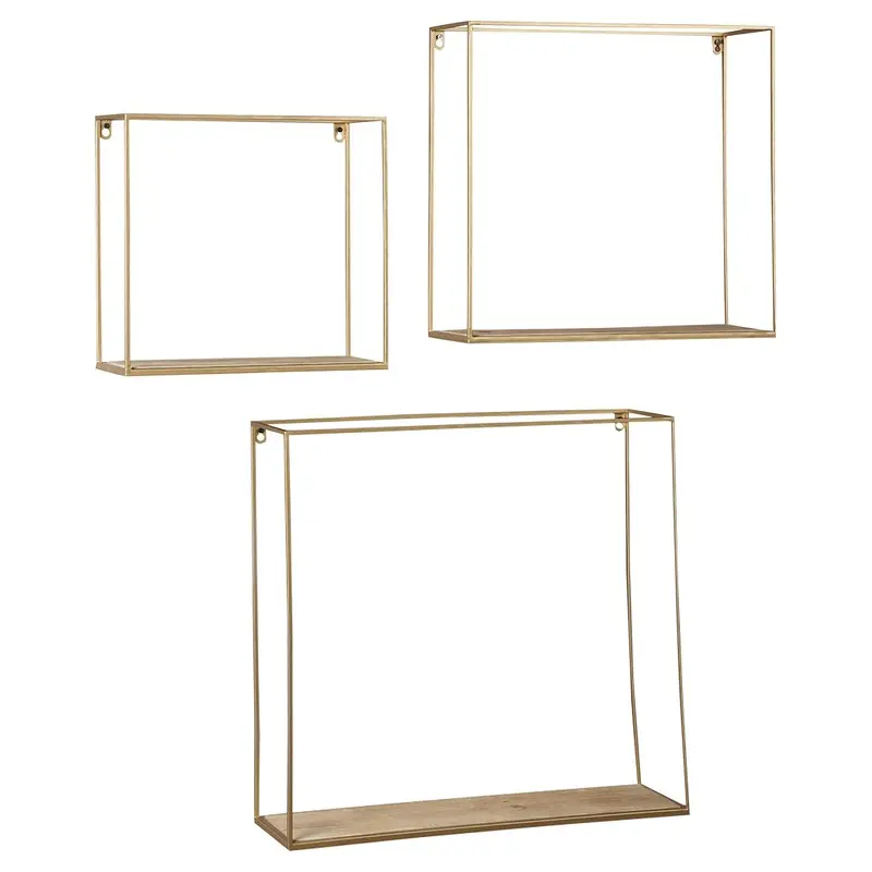 Efharis - Wall Shelf Set (Set of 3) - Natural / Gold Finish