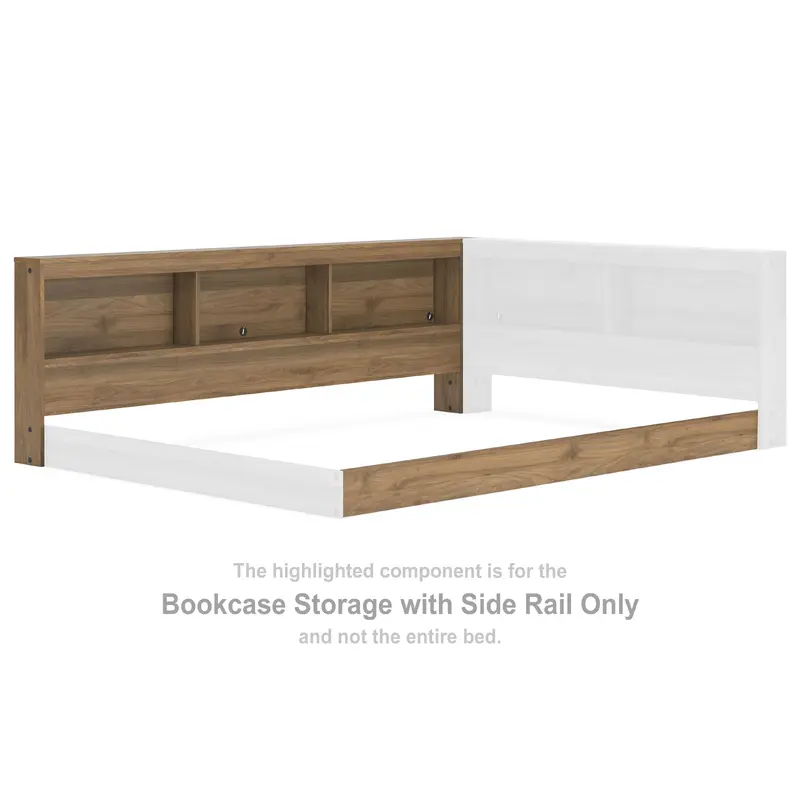 Deanlow - Bookcase Storage with Side Rail - Honey