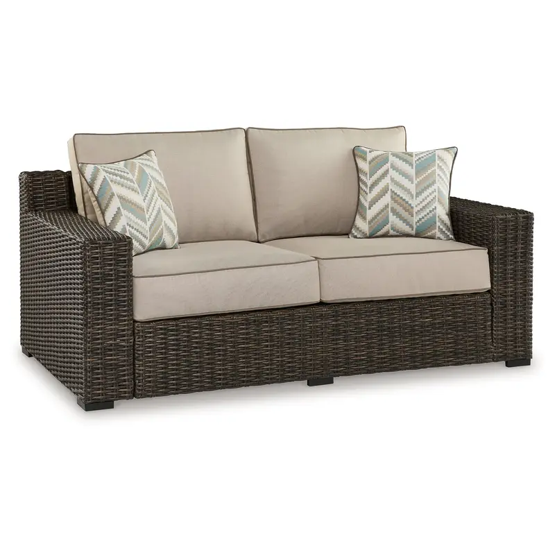 Coastline Bay - Loveseat W/Cushion - Brown