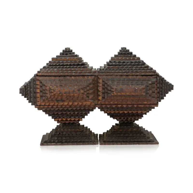 Tramp Art Double Pedestal Box