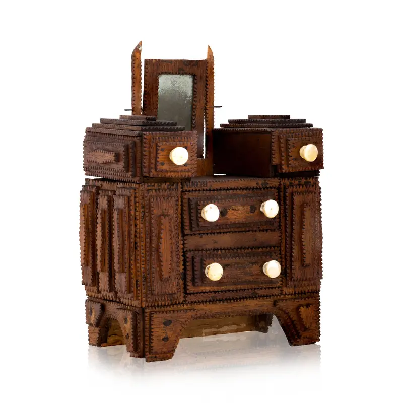 Tramp Art Miniature Dresser