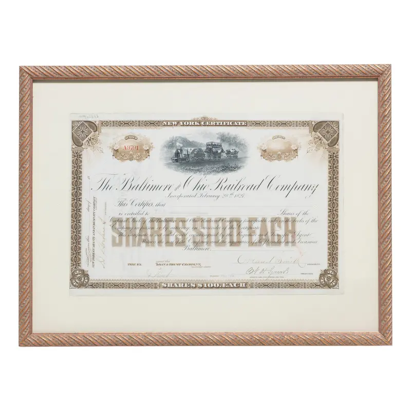 The Baltimore & Ohio Railroad Stock Share Certificate