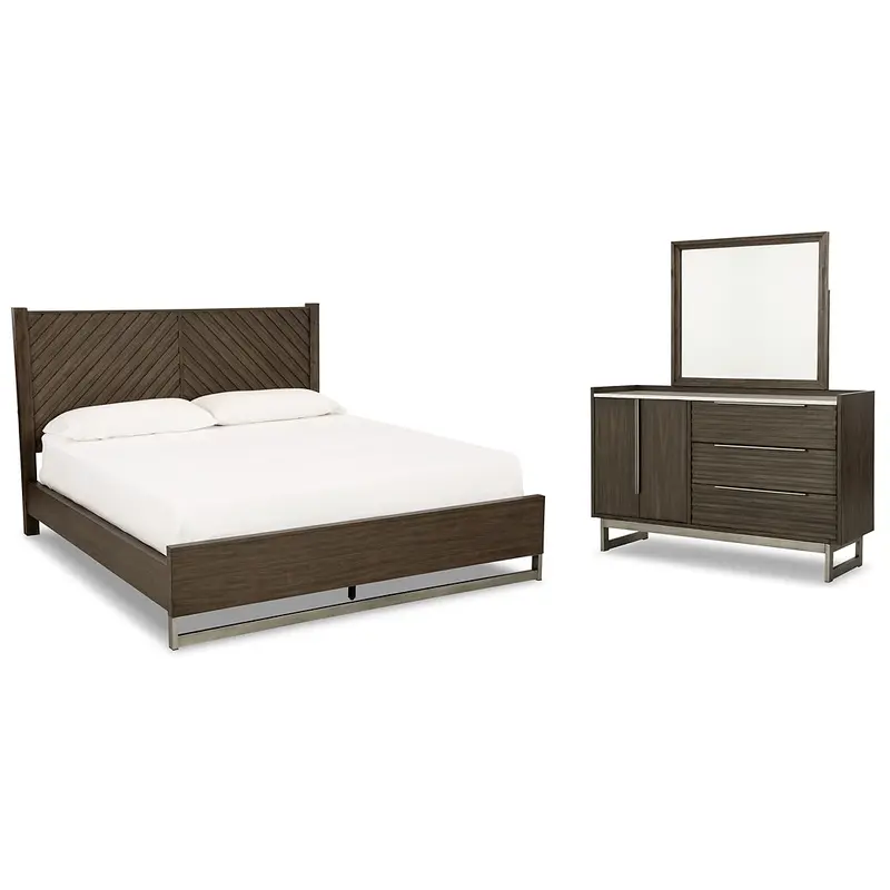 Arkenton Queen Panel Bed with Mirrored Dresser