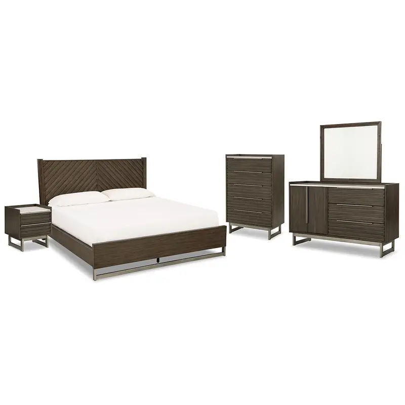 Arkenton Queen Panel Bed with Mirrored Dresser, Chest and Nightstand