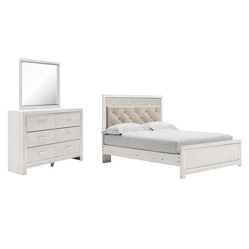 Altyra Queen Panel Bed with Mirrored Dresser