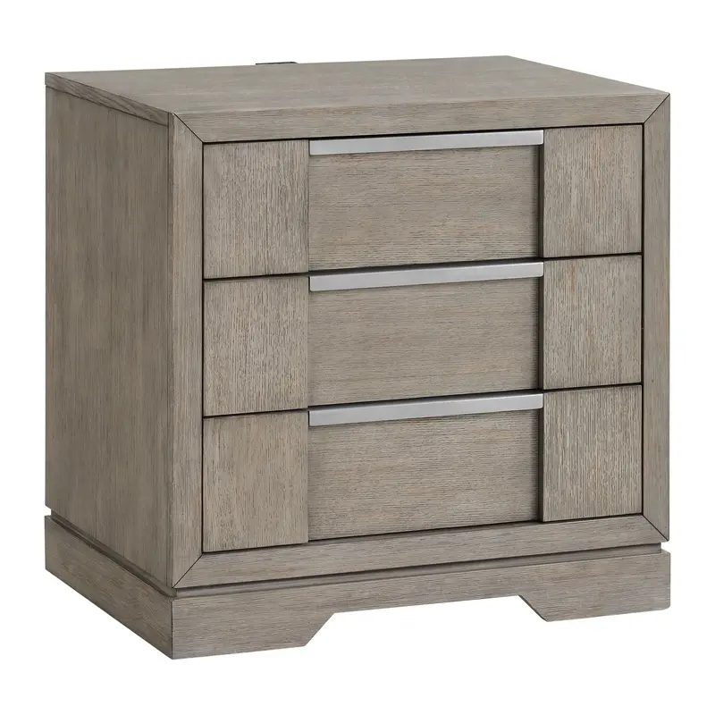 Kelis - 3 Drawer Nightstand With USB - Gray