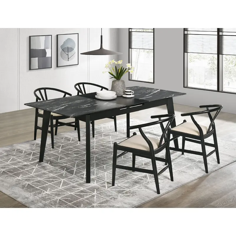 Crestmont 5-piece Extension Leaf Dining Table Set Black