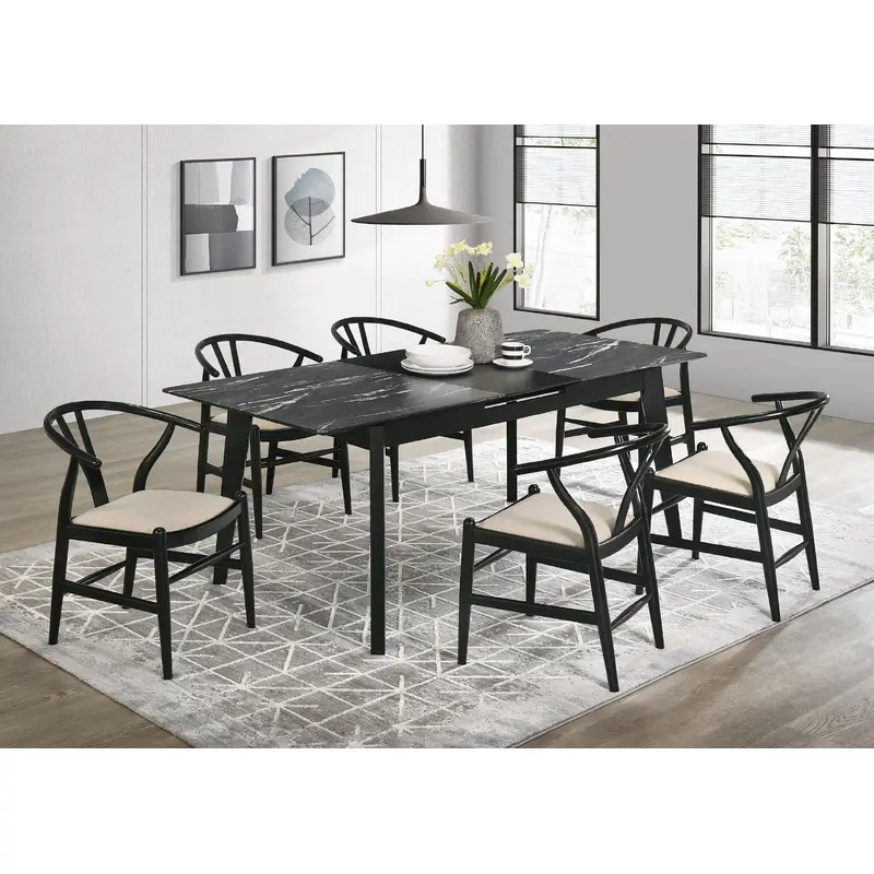 Crestmont 7-piece Extension Leaf Dining Table Set Black