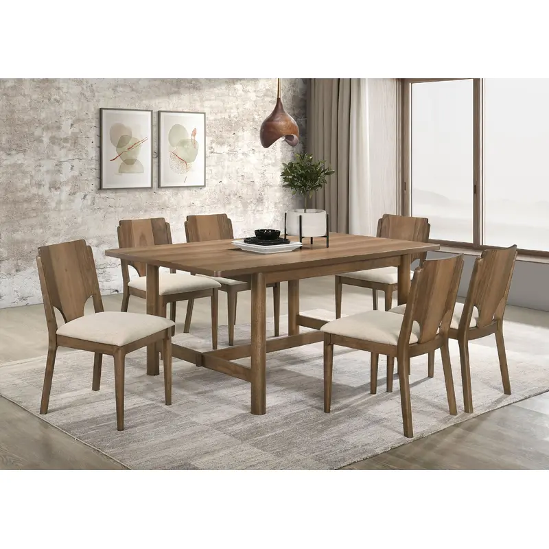 Crestmore 7-piece Rectangular Dining Table Set Walnut