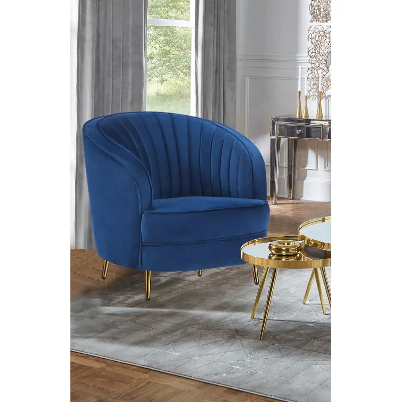 Sophia Upholstered Vertical Channel Tufted Chair Blue
