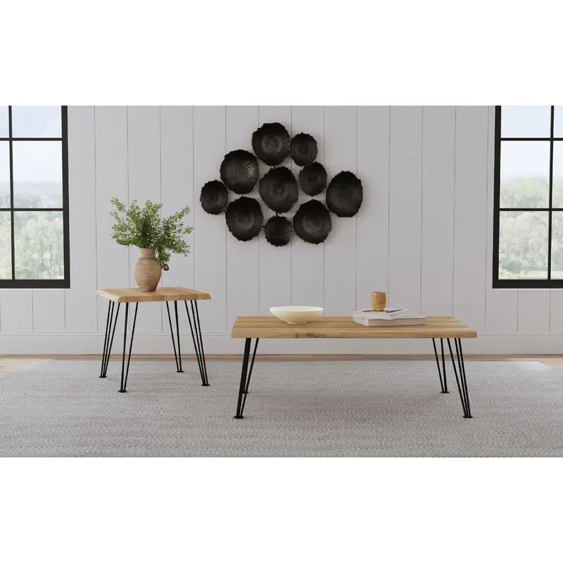 Zander 2-piece Rectangular Coffee and End Table Set Natural