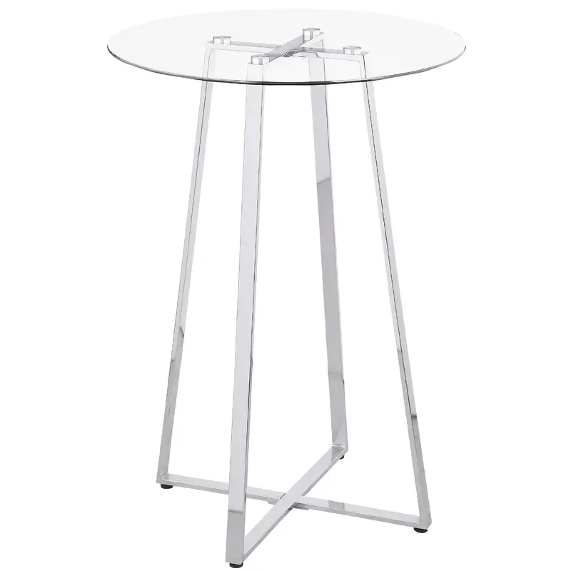 Zanella Round 30-inch Glass Top Bistro Bar Table Chrome