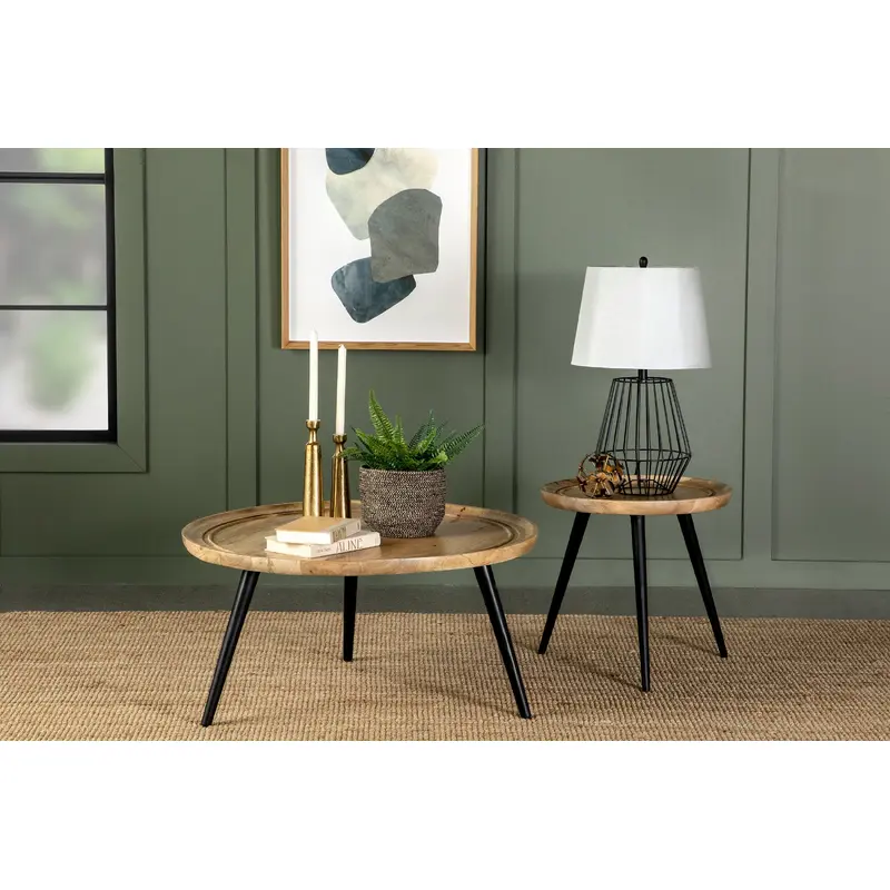 Zoe 2-piece Mango Wood Coffee and End Table Set Natural