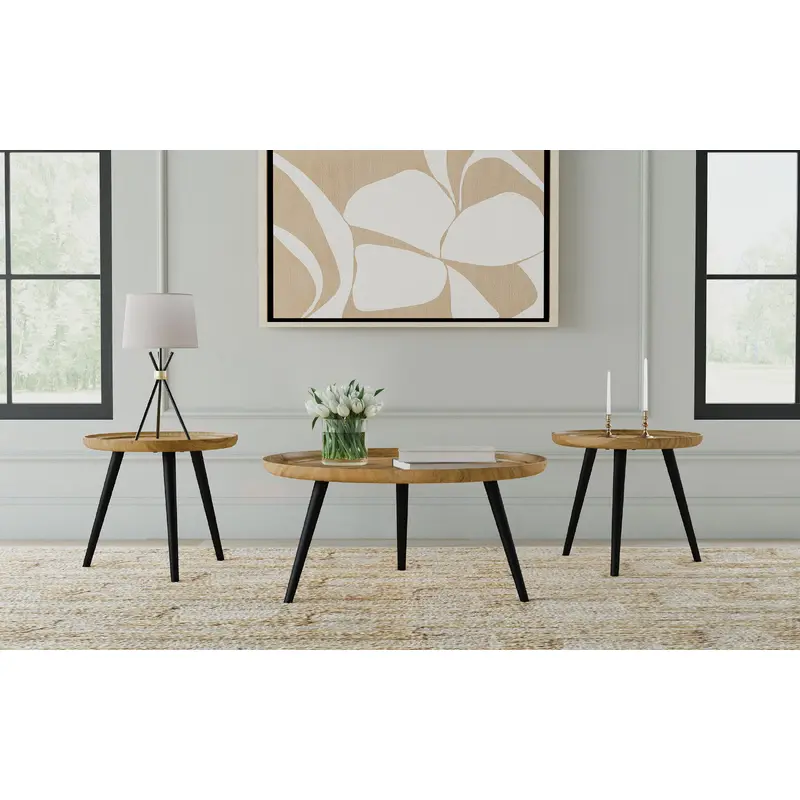 Zoe 3-piece Mango Wood Coffee and End Table Set Natural