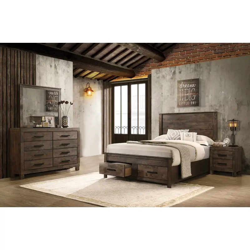 Woodmont 4-piece Queen Bedroom Set Rustic Golden Brown