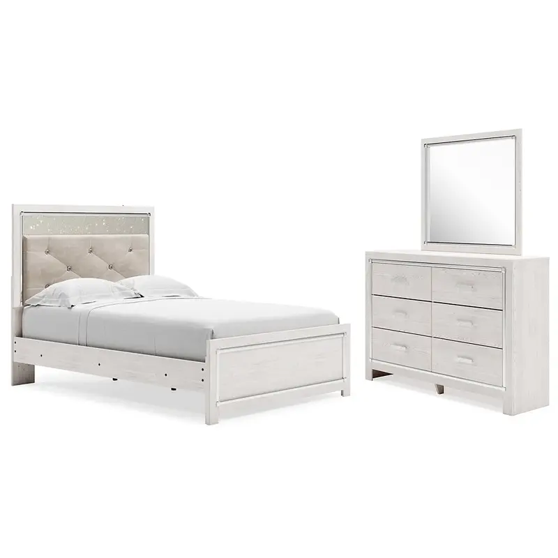 Altyra Full Panel Bed with Mirrored Dresser