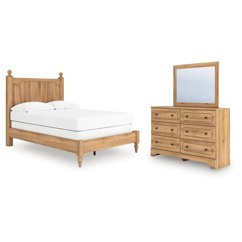 Aleaport Full Panel Bed with Mirrored Dresser
