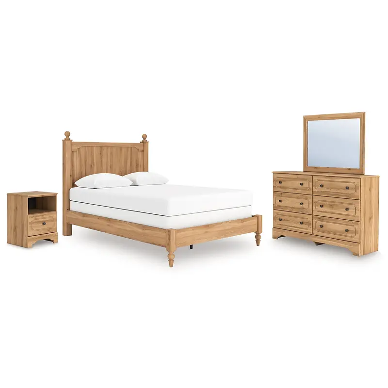Aleaport Queen Panel Bed with Mirrored Dresser and Nightstand