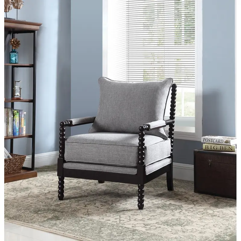 Traditional Grey and Cappuccino Accent Chair