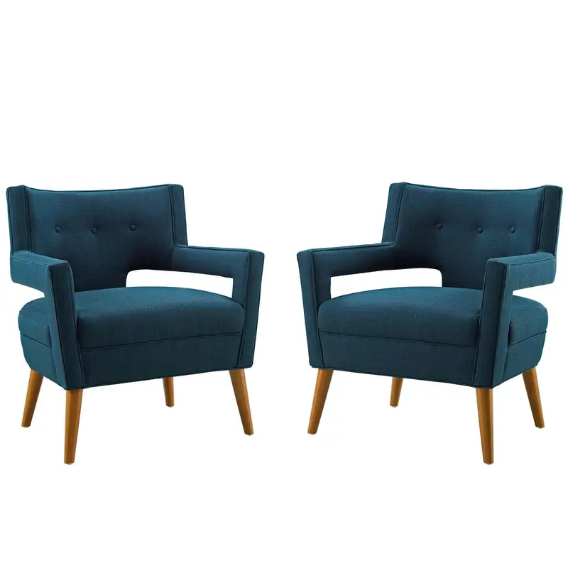 Sheer Upholstered Fabric Armchair Set of 2