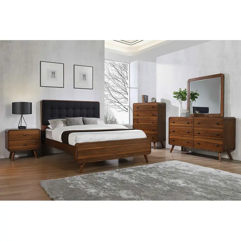 Robyn Mid-Century Modern Dark Walnut California King Five-Piece Set