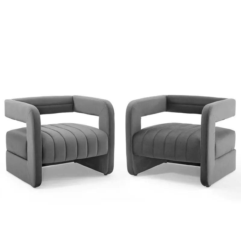 Range Tufted Performance Velvet Accent Armchair Set of 2