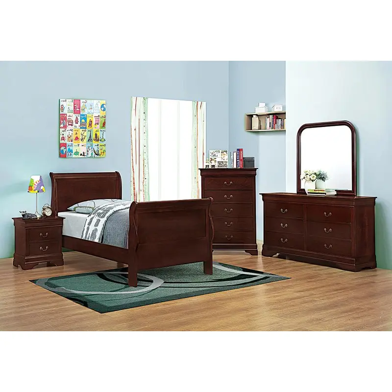 Louis Philippe Traditional Red Brown Twin Five-Piece Set