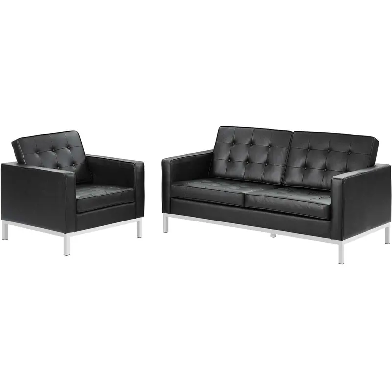 Loft 2 Piece Leather Loveseat and Armchair Set
