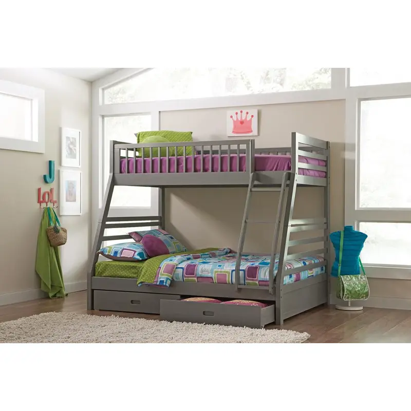 Ashton Grey Twin-over-Full Bunk Bed