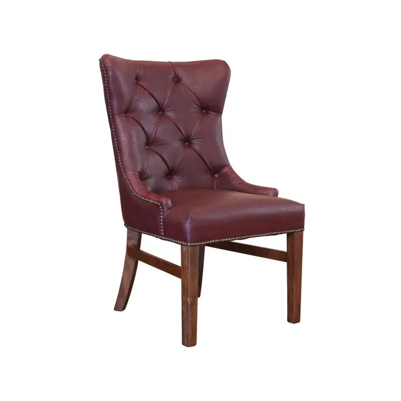 Terra Uph. Chair w/Tufted Back, Nailheads - Brown Microfiber **