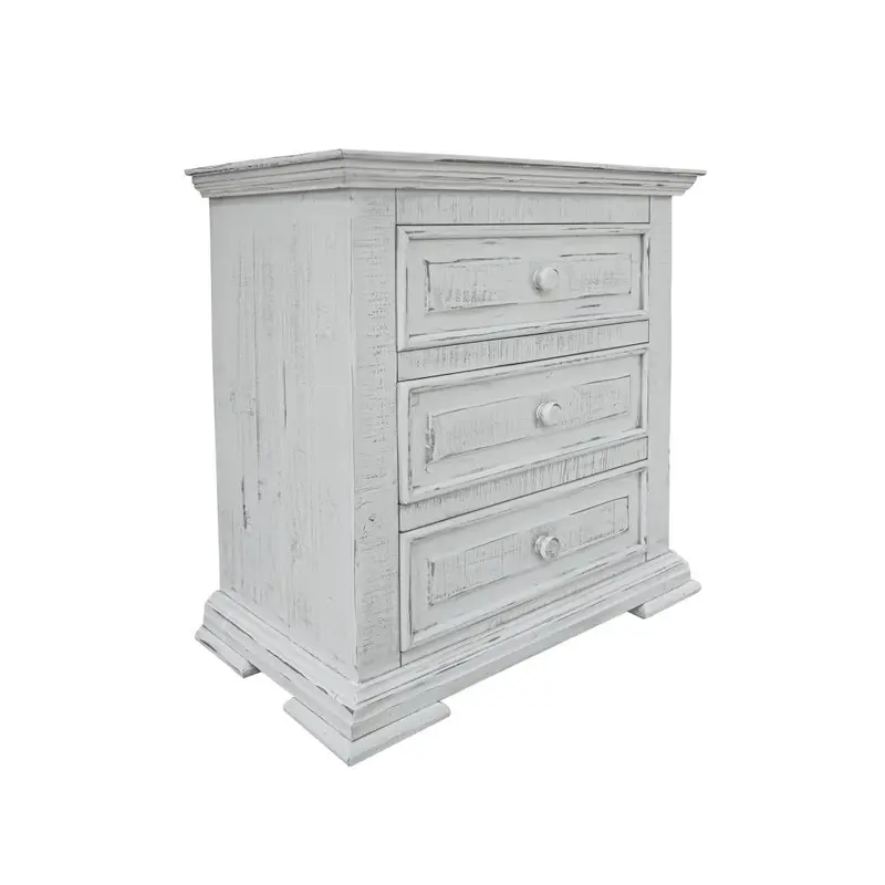 Terra White 3 Drawer Nightstand