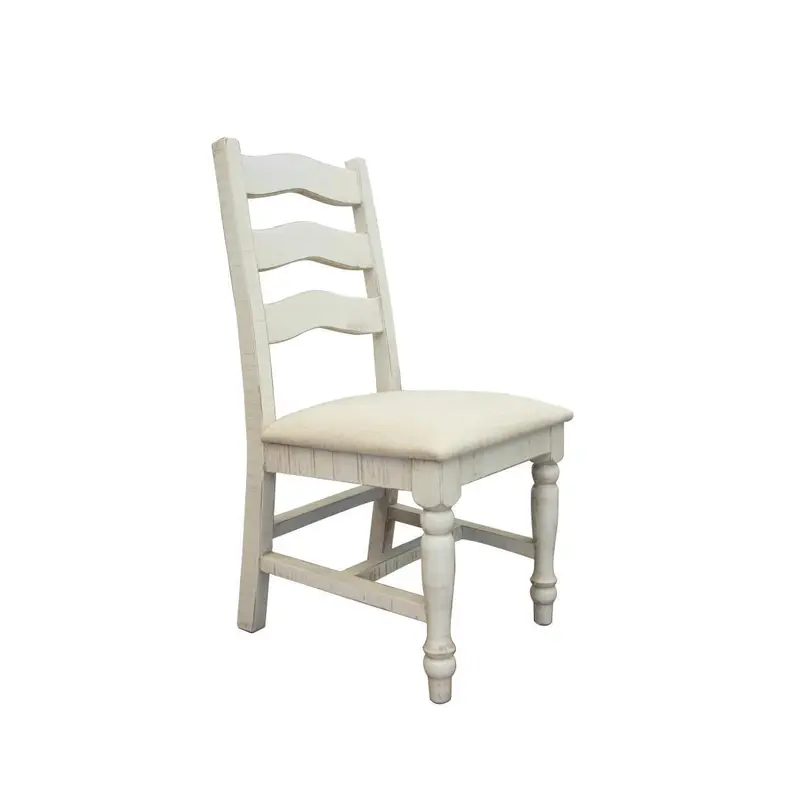 Stone Solid Wood Chair w/Fabric Seat Ivory Finish**
