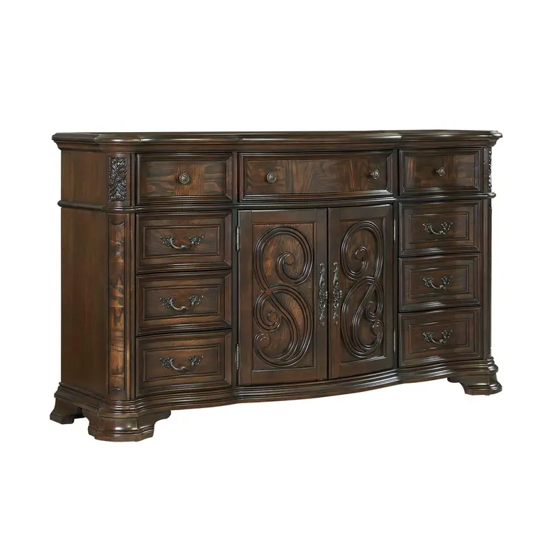 Steve Silver Royale 9 Drawer Dresser in Brown Cherry
