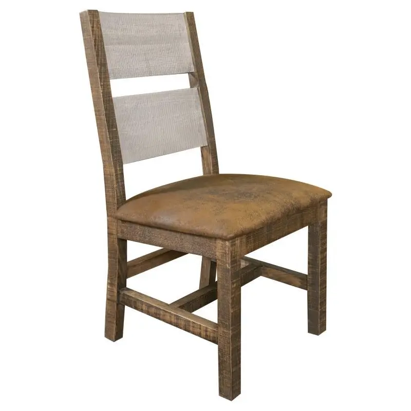 Pueblo Gray Solid Wood Chair w/Fabric Seat**