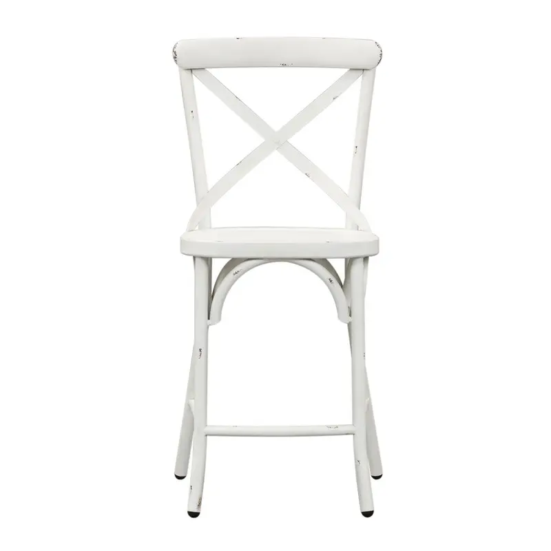 Liberty Furniture Vintage Series X Back Counter Chair in Antique White (Set of 2)