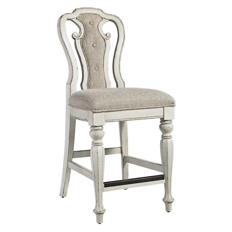 Liberty Furniture Magnolia Manor Upholstered Counter Height Chair in Antique White (Set of 2)