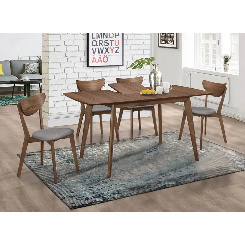 Alfredo 5-piece Butterfly Leaf Dining Set Natural Walnut