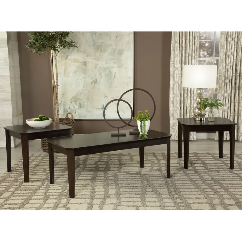 Amaro 3-piece Coffee and End Table Set Dark Brown