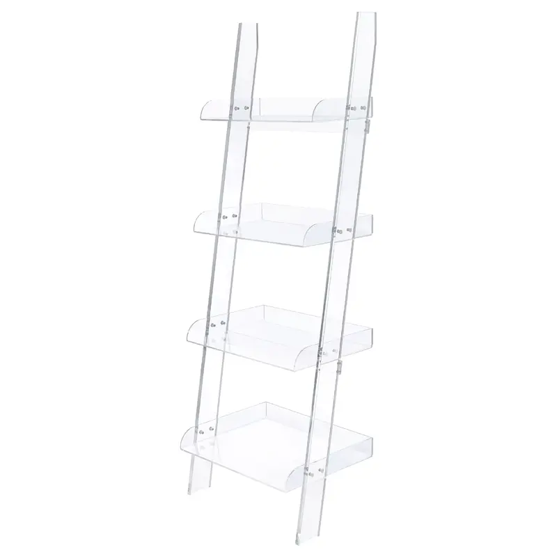 Amaturo 72-inch 4-shelf Acrylic Ladder Bookshelf Clear