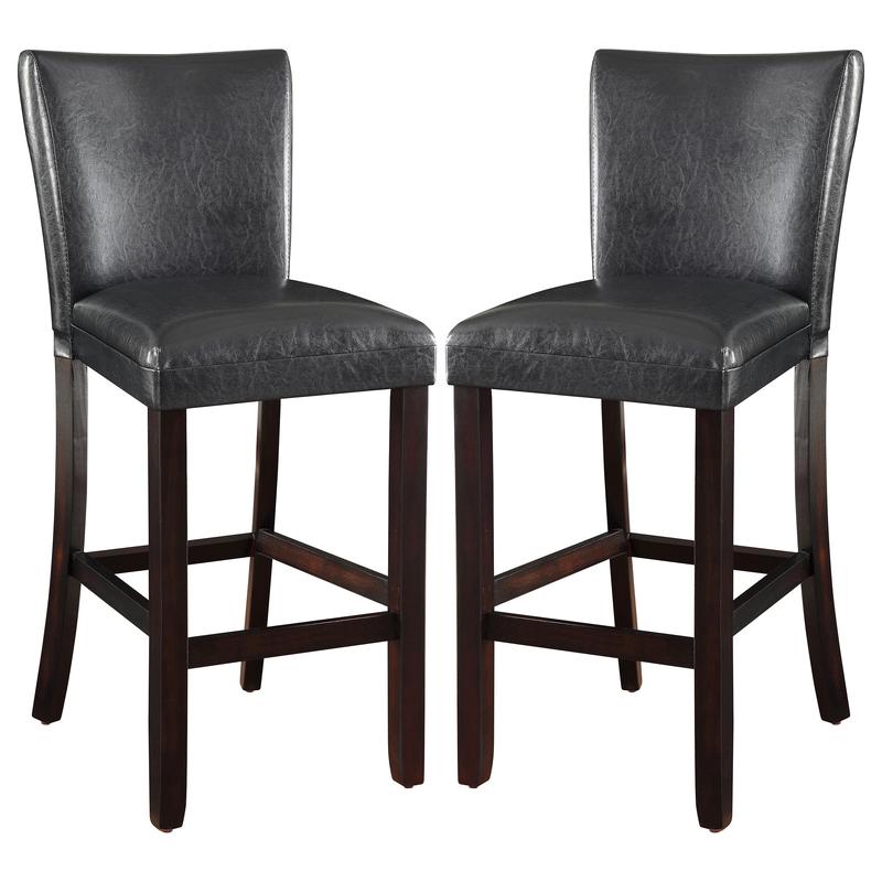 Alberton Leatherette Upholstered Bar Chair Black (Set of 2)