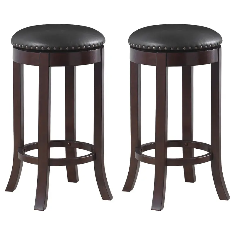 Aboushi Backless Swivel Bar Stool Brown (Set of 2)