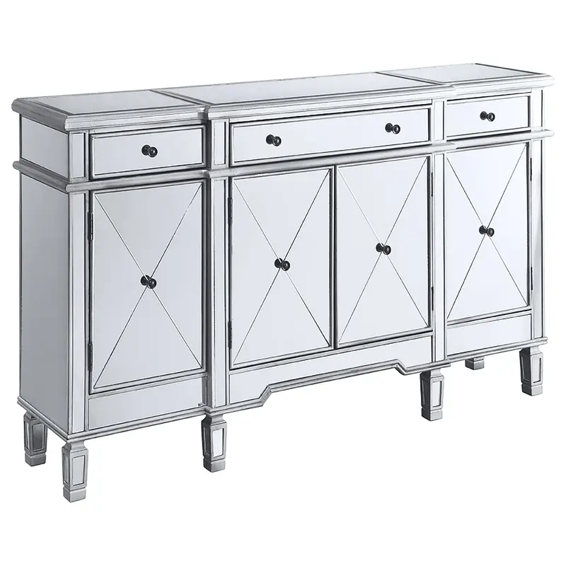 Aconitum 4-door Mirrored Storage Accent Cabinet Silver