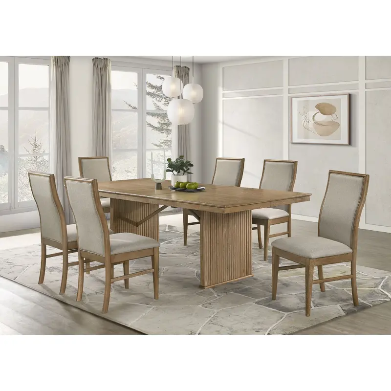 Adina 7-piece Extension Dining Set Distressed Light Brown